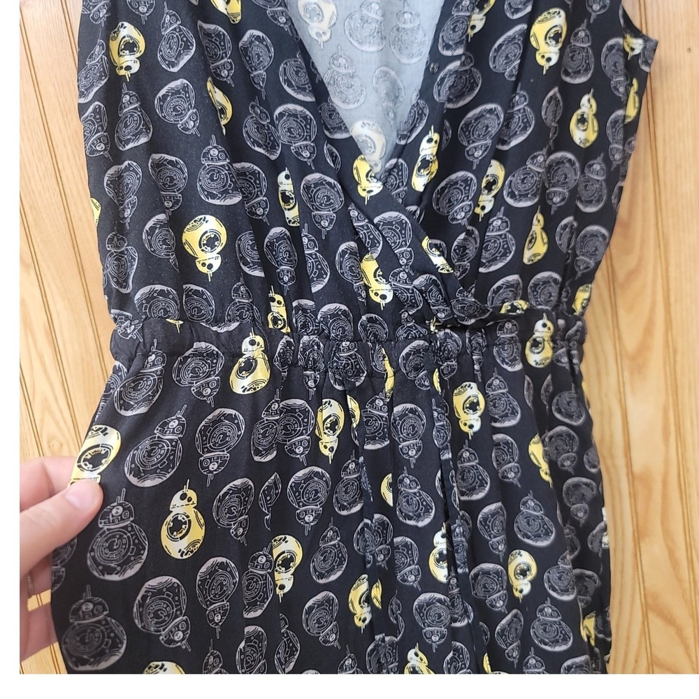 Star Wars BB-8 Jumpsuit Black Yellow Droid Print Small V-Neck Scifi Geek Chic,‎